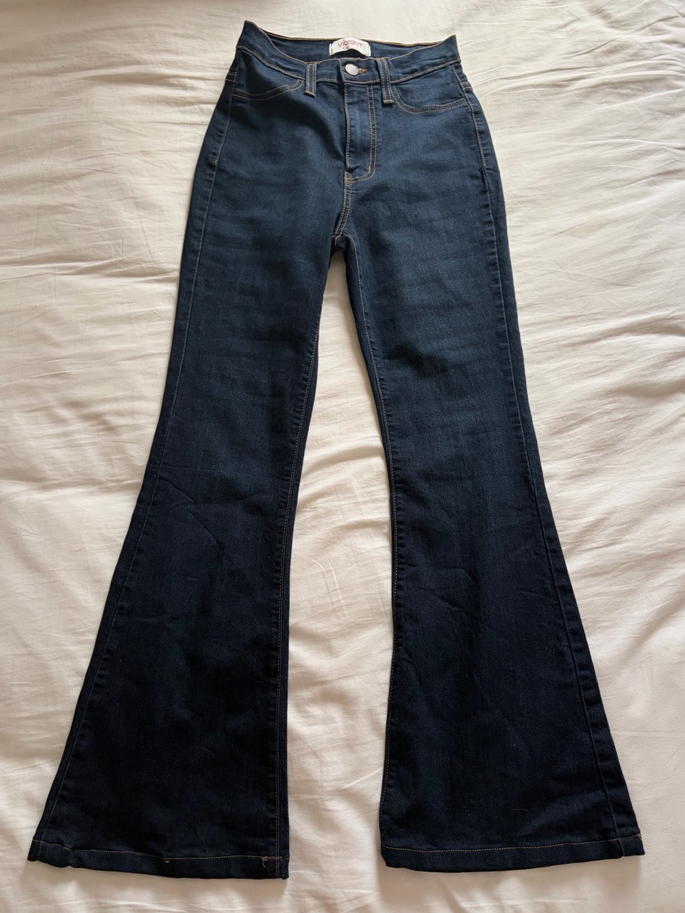 Dark Blue High-Rise Flare Jeans